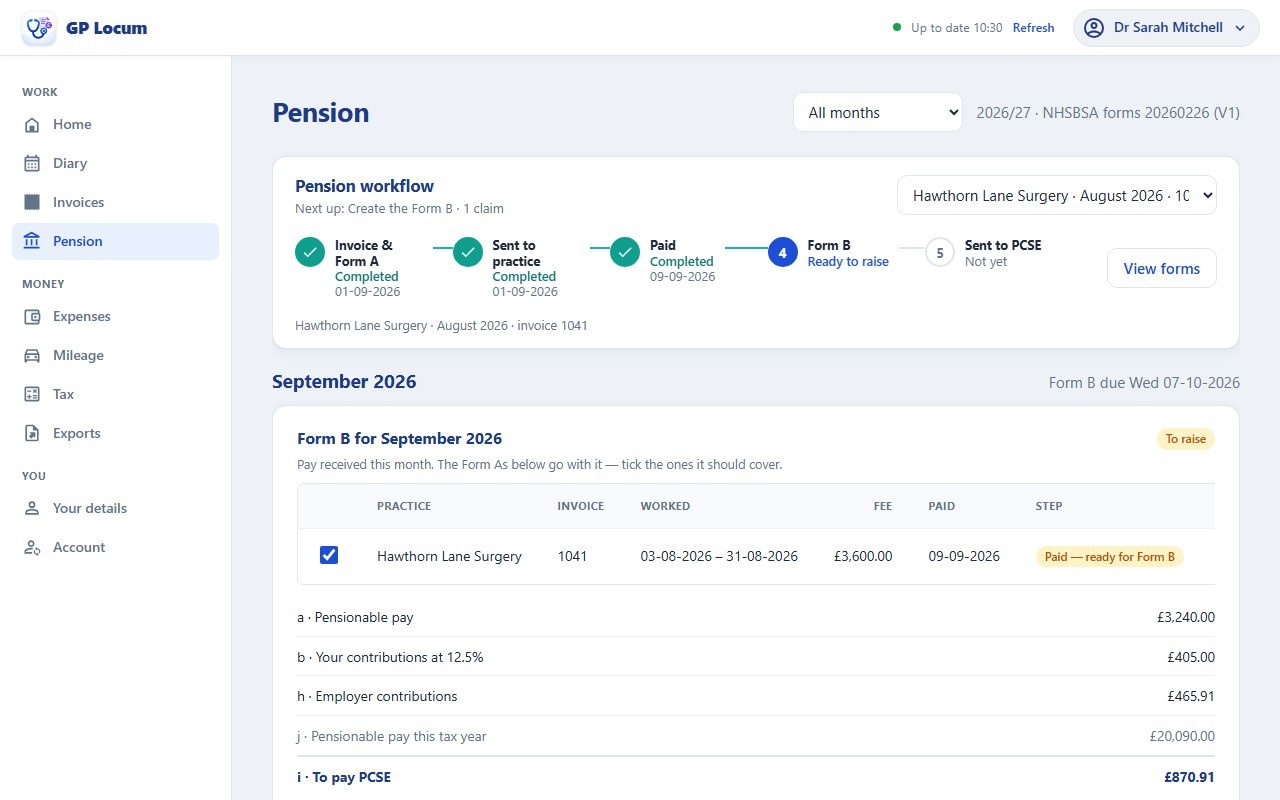 The same pension forms on the GP Locum website